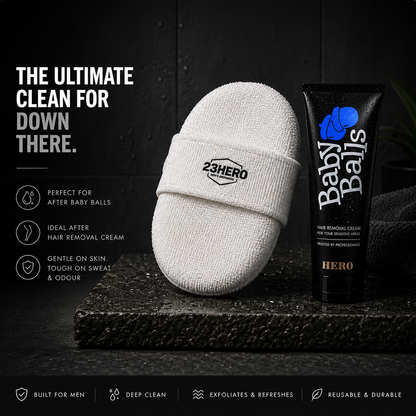 23HERO loofah exfoliating pad for men,gentle body scrubber for use after hair removal cream